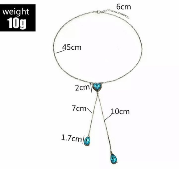 Blue Crystal Heart Necklace - Picture 2 of 3